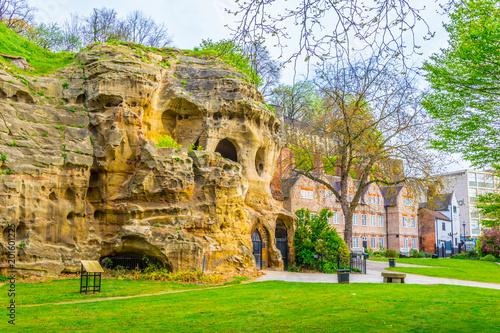 View of caves under the nottingham castle, England photo