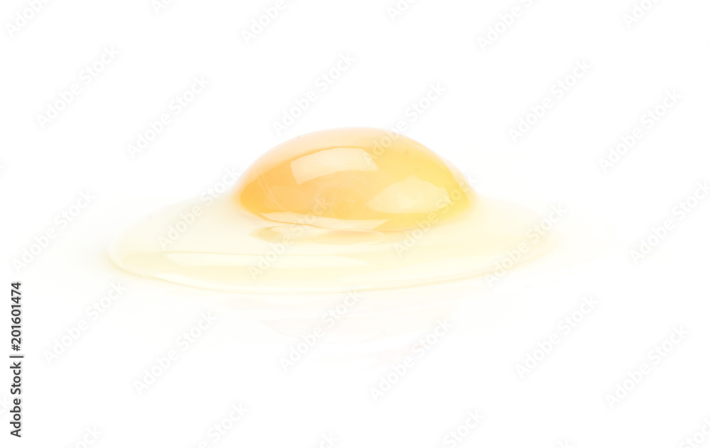 One raw chicken yolk isolated on white background. One raw chicken yolk isolated on white background.