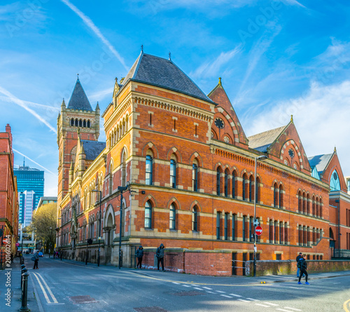 View of a monumental brick house in Manchester, England photo