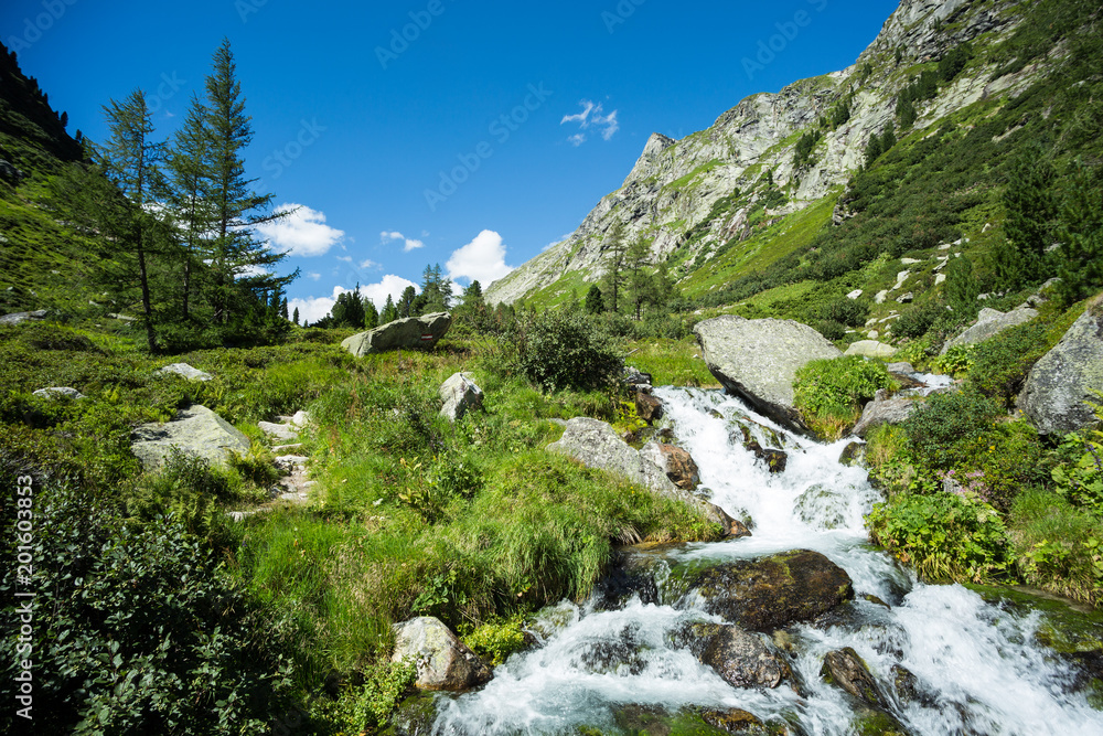 Beautiful waterfall in a remote valley.