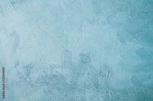 Fototapeta Naklejka Na Ścianę i Meble -  clear blue stained canvas painting draft detail, background or texture