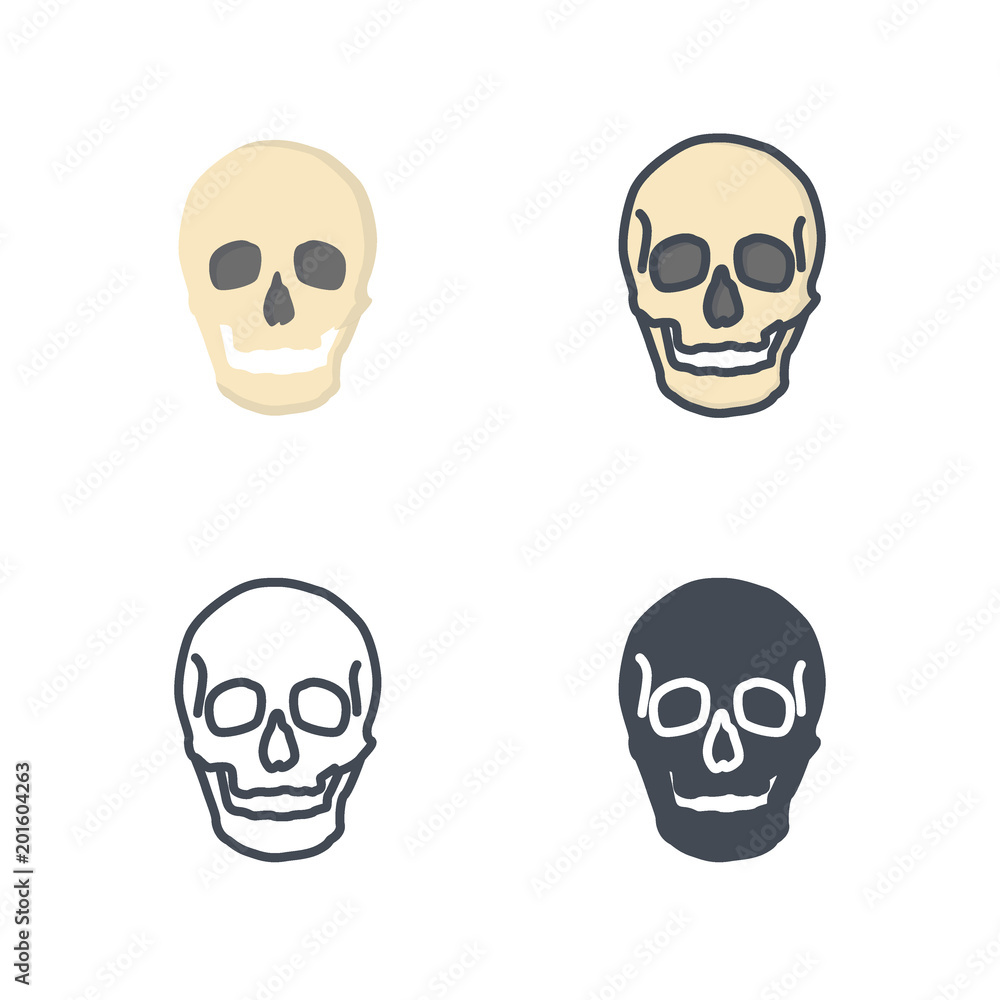Skull human bone medical icon vector flat silhouette colored line
