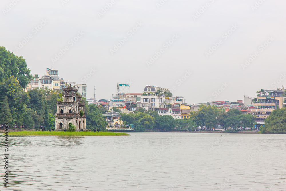 Turtle Tower, also called Tortoise Tower is a small tower in the middle of Sword Lake, Hanoi, Vietnam