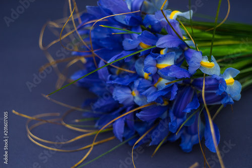 Fototapeta Naklejka Na Ścianę i Meble -  Beautiful blue iris flowers in a bouquet