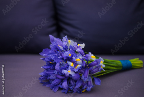 Fototapeta Naklejka Na Ścianę i Meble -  Beautiful blue iris flowers in a bouquet