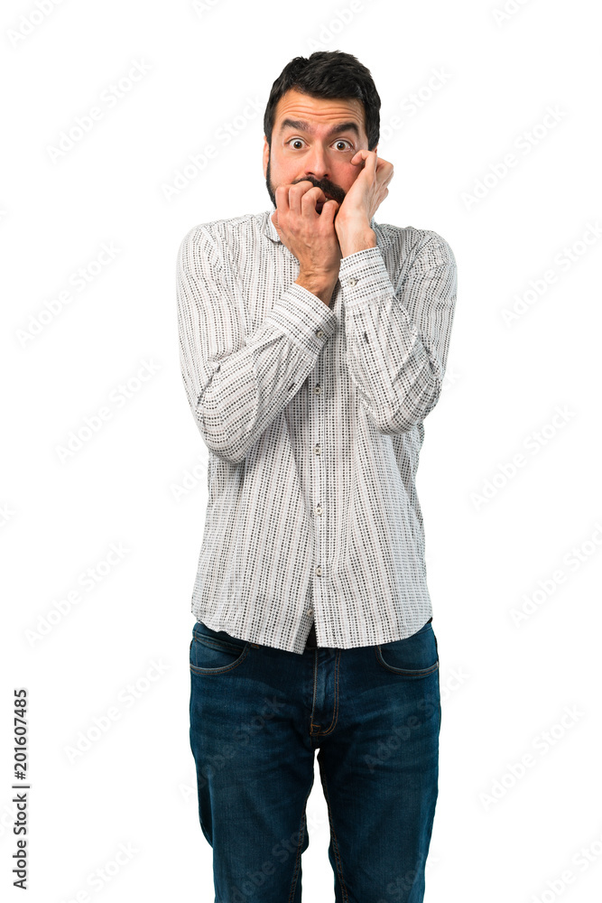 Frightened handsome man with beard Frightened handsome man with beard
