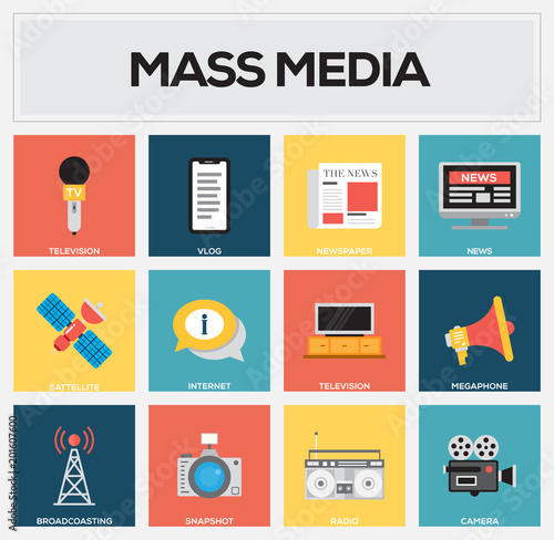 Mass Media Flat Icon Set