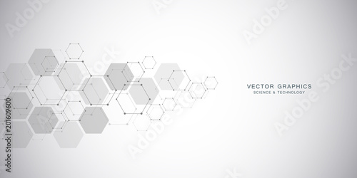 Medical background or science vector design. Molecular structure and chemical compounds. Geometric and polygonal abstract background.