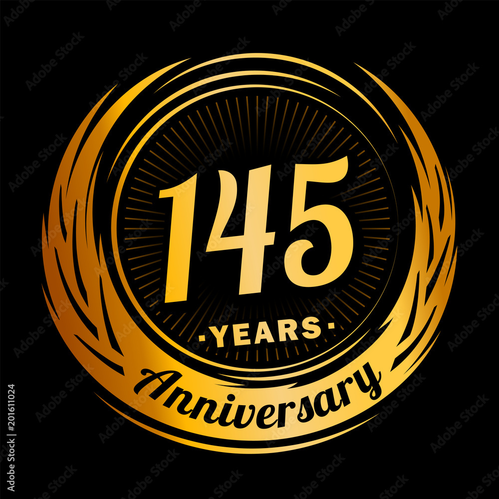 145 years anniversary. Anniversary logo design. 145 years logo