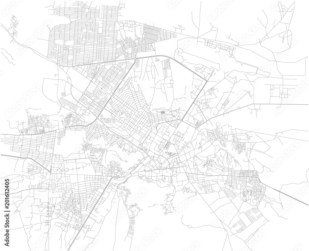 Mappa di Kabul, strade, cartina della capitale. Afghanistan. Asia