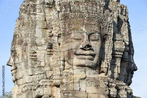 Faces of Bayon temple in Angkor Thom at Siemreap, Cambodia. © fotoember
