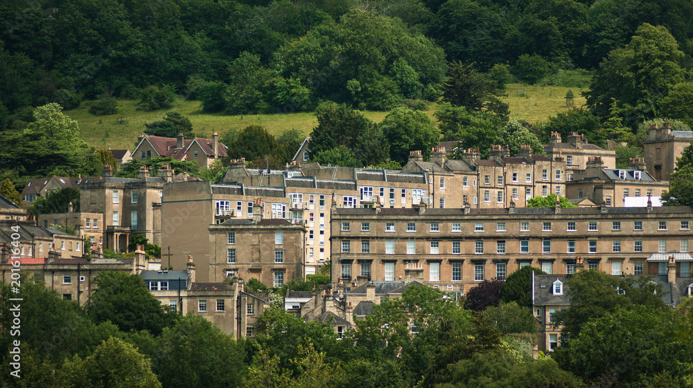 View over the historic City of Bath, a World Heritage Site famous as a spa town and for its Georgian architecture