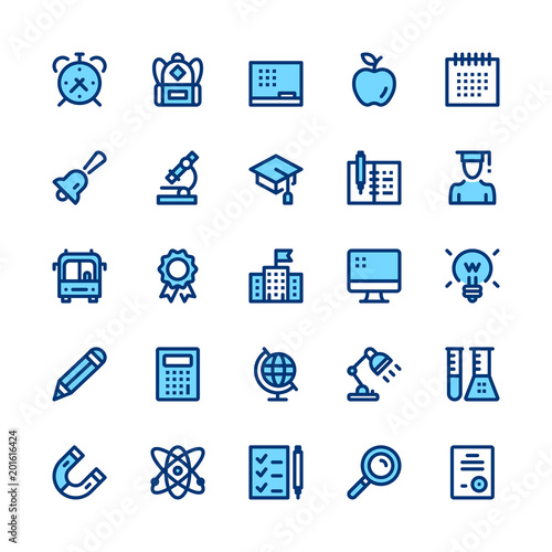 Education and school line icons set. Modern graphic design concepts, simple symbols, elements, pictograms collection. Minimal thin line design. Premium quality. Pixel perfect. Vector outline icons