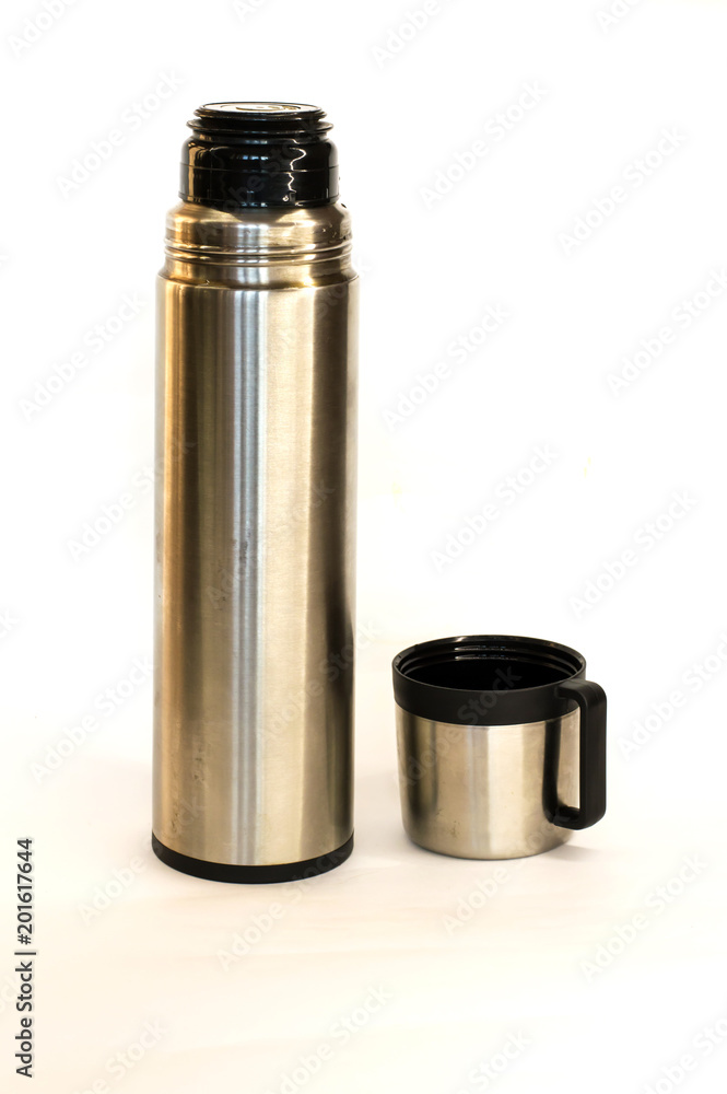 travel thermos, thermo mug on white background travel thermos, thermo mug on white background