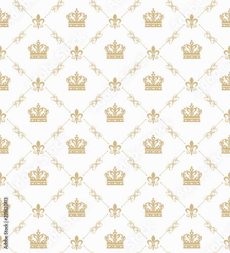 Retro royal background seamless pattern, great design for any purposes. Baroque pattern texture vector. Beige geometric pattern, seamless. Vintage pattern, seamless.