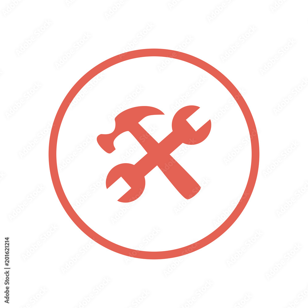 Obraz premium Hammer and Wrench icon. Vector Illustration