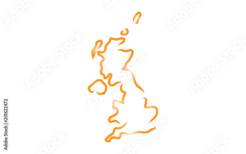 Stylized sketch map of United Kingdom and Northern Ireland