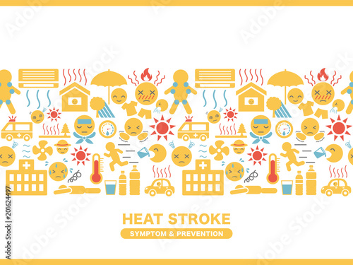 熱中症　症状・予防・対策　アイコンのフレーム素材