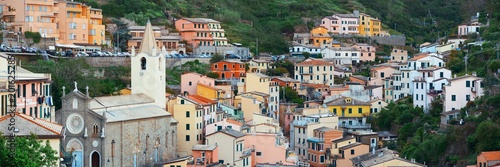 Riomaggiore valley panorama view in Cinque Terre