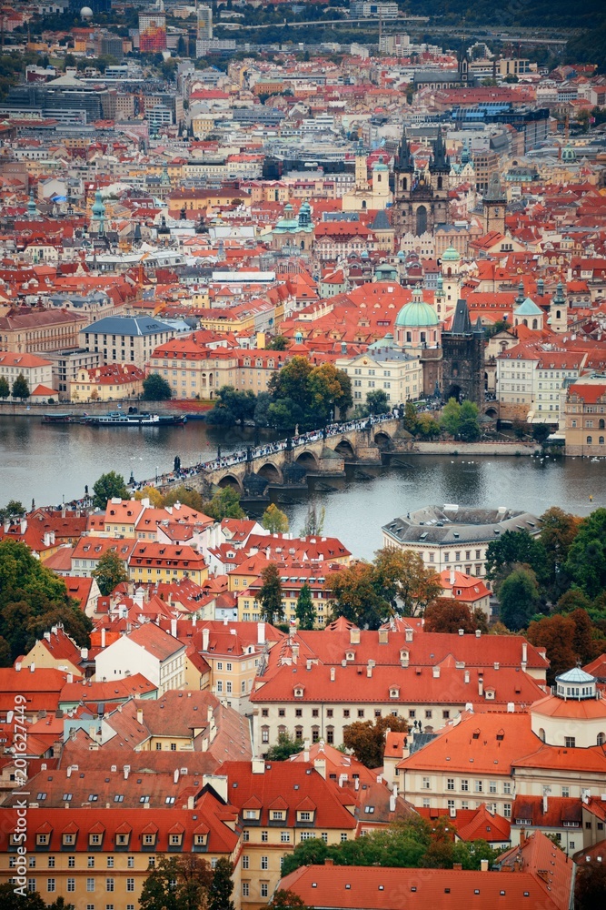 Naklejka premium Prague skyline and bridge