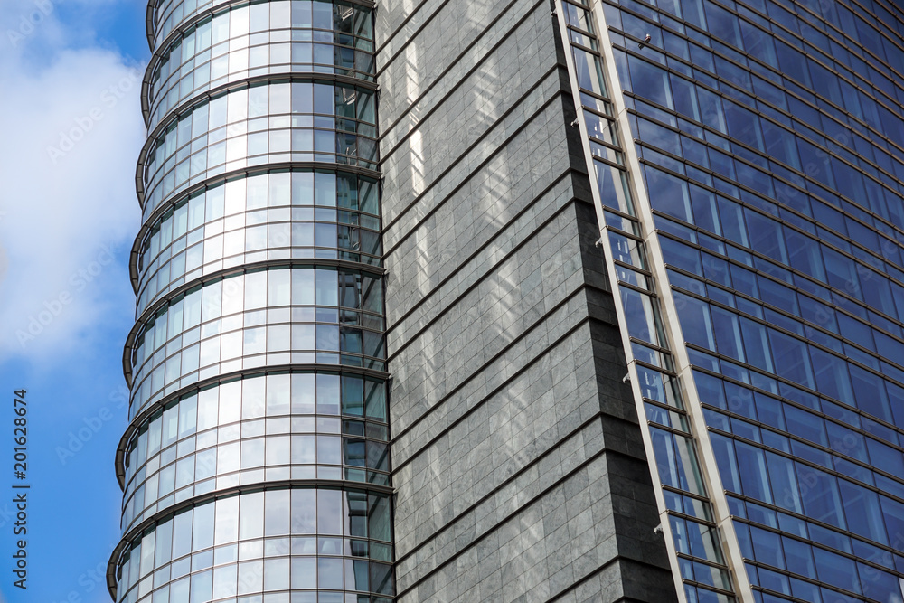 Obraz premium modern blue glass wall of office building