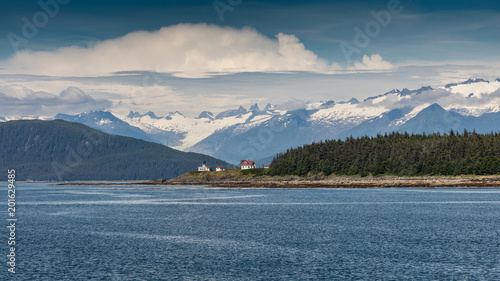 Point Retreat Lighthouse at the far northern section of Admiralty Island a few miles north of Juneau, Alaska