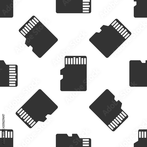 Micro SD memory card icon seamless pattern on white background. Flat design. Vector Illustration