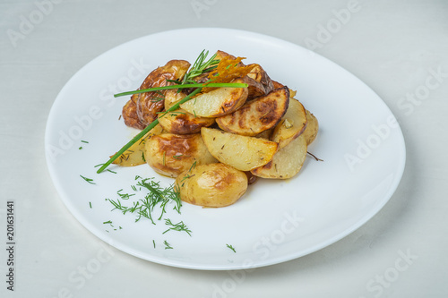 food in plates on a white background