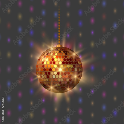 Disco ball discotheque music party night club dance equipment vector illustration.