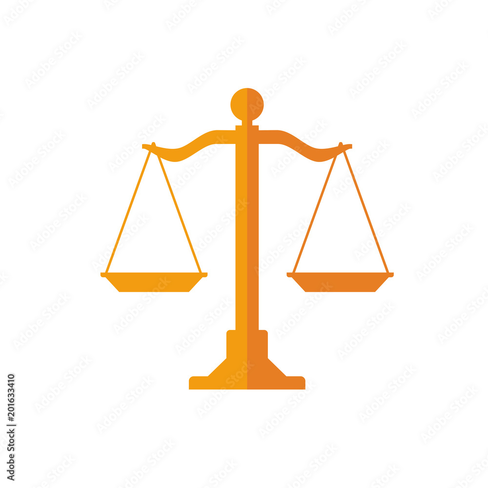 The symbol of wood scales for law, justice, and equality in a flat and simple design The symbol of wood scales for law, justice, and equality in a flat and simple design