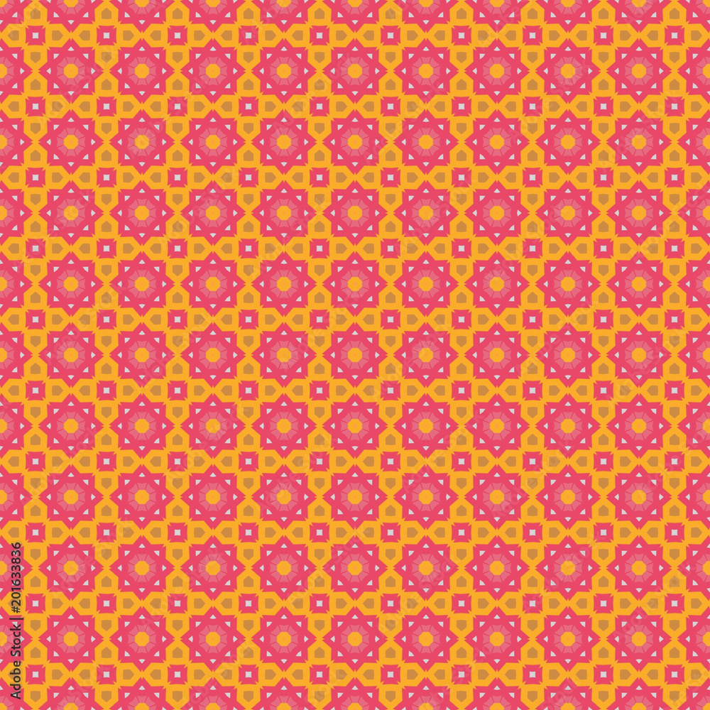 Ethnic geometric pattern in repeat. Fabric print. Seamless background, mosaic ornament, retro style. 