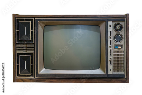 Old televition with clipping path, isolated white background photo