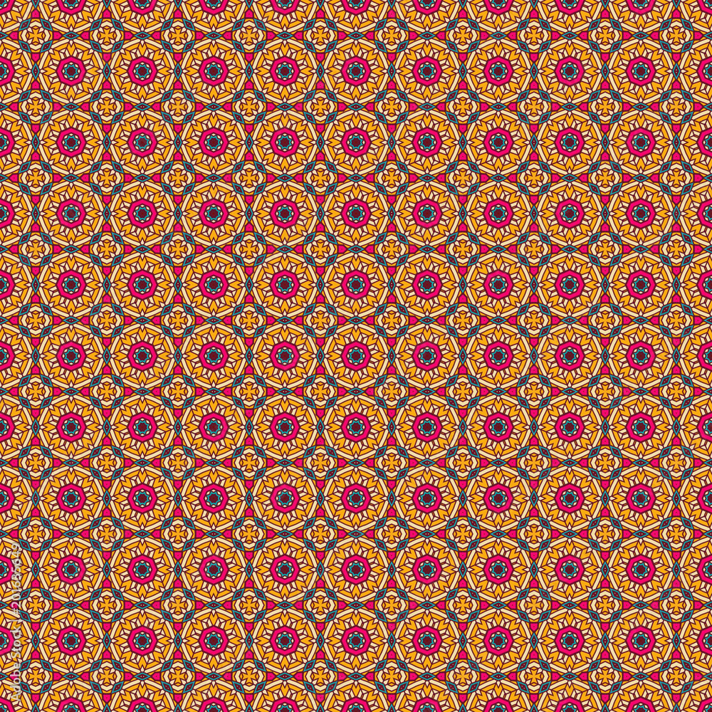 Ethnic geometric pattern in repeat. Fabric print. Seamless background, mosaic ornament, retro style. Ethnic geometric pattern in repeat. Fabric print. Seamless background, mosaic ornament, retro style.