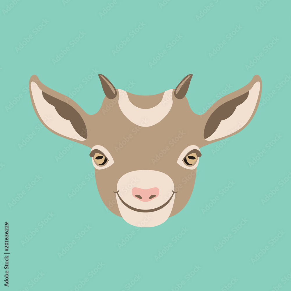 goat face head vector illustration flat style front Stock Vector