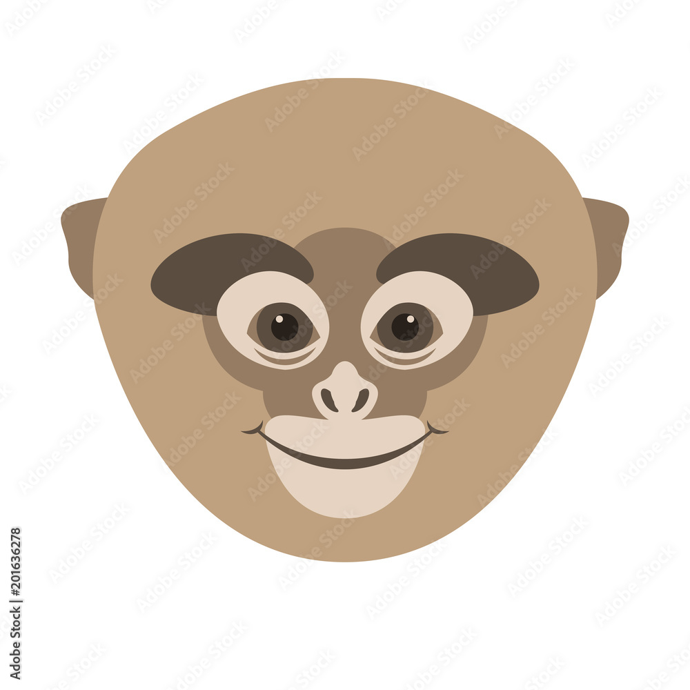 monkey  face head vector illustration flat style front
