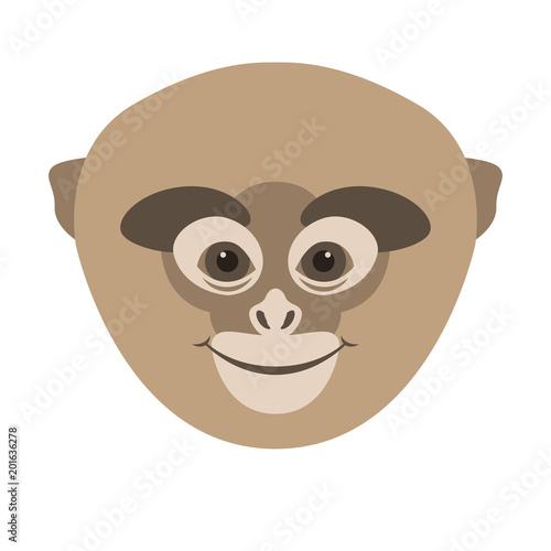 monkey face head vector illustration flat style front