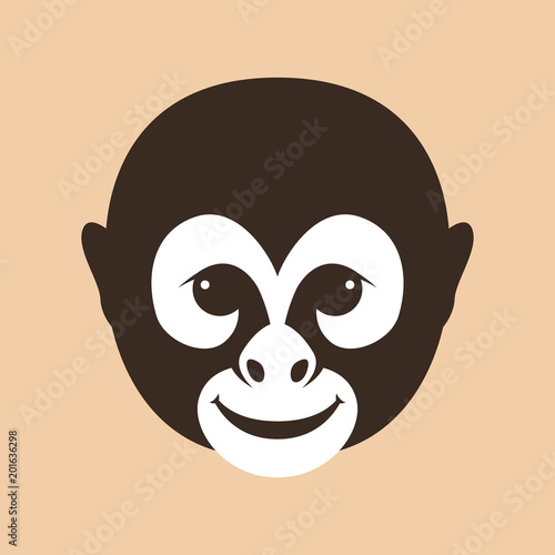 monkey  face head vector illustration flat style front