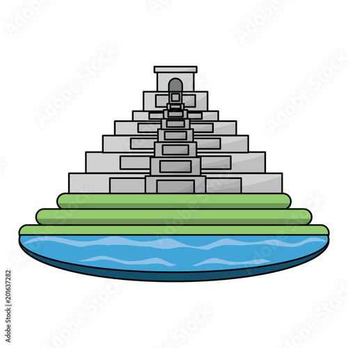 mexican pyramid icon over white background, colorful design. vector illustration