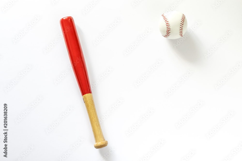 Baseball stick and ball. Isolated in white Baseball stick and ball. Isolated in white