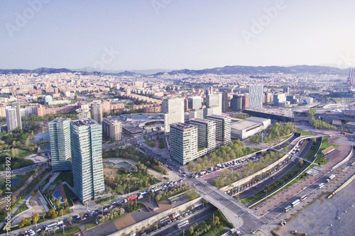 Business area in barcelona. Diagonal Mar. Aerial view