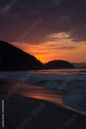 sunrise on the beach called Leme in the city of rio de janeiro