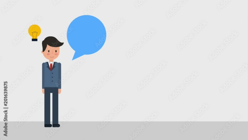businessman employee creativity idea bulb speech bubble animation hd businessman employee creativity idea bulb speech bubble animation hd