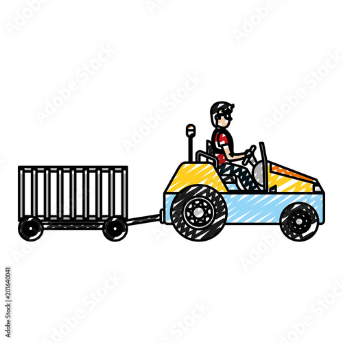 doodle towing vehicle transportation with luggage container