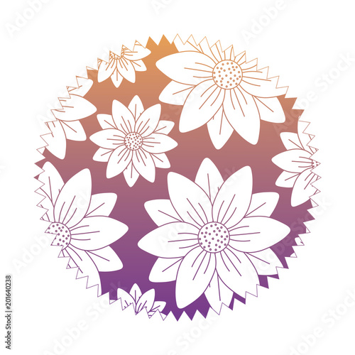 colorful seal stamp with beautiful flowers design, vector illustration