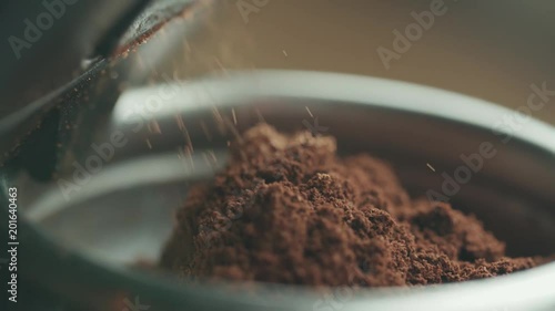 Wallpaper Mural close-up, slow motion, coffee machine holder fill up flickered coffee espresso machine Torontodigital.ca