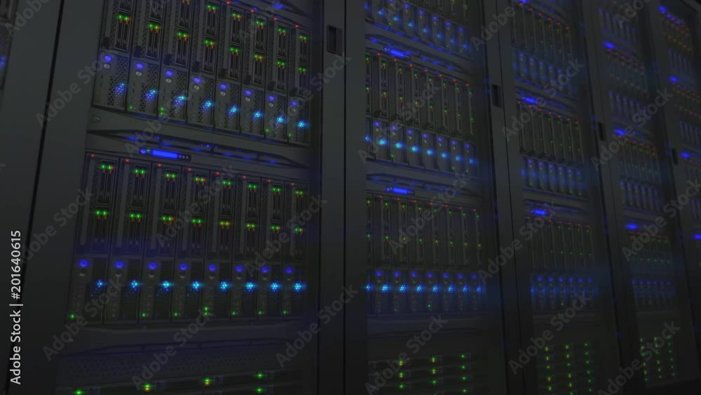 Lamps blinks on servers in modern data center. Loopable 3d animation, seamless loop Lamps blinks on servers in modern data center. Loopable 3d animation, seamless loop