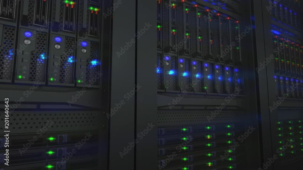 Lamps blinks on servers in modern data center. Loopable 3d animation, seamless loop Lamps blinks on servers in modern data center. Loopable 3d animation, seamless loop