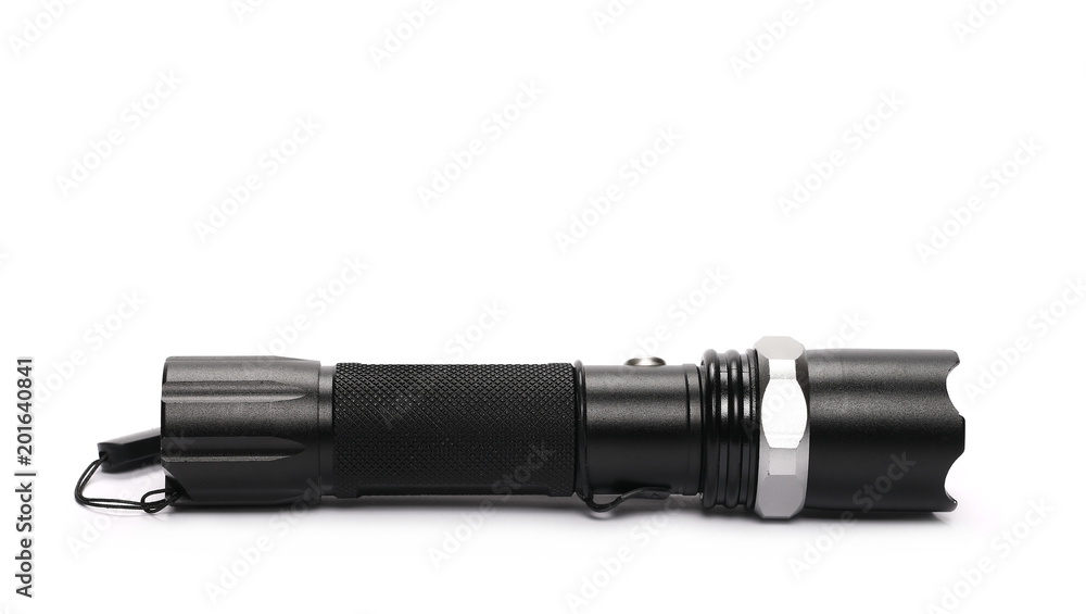 Black flashlight isolated on white Black flashlight isolated on white