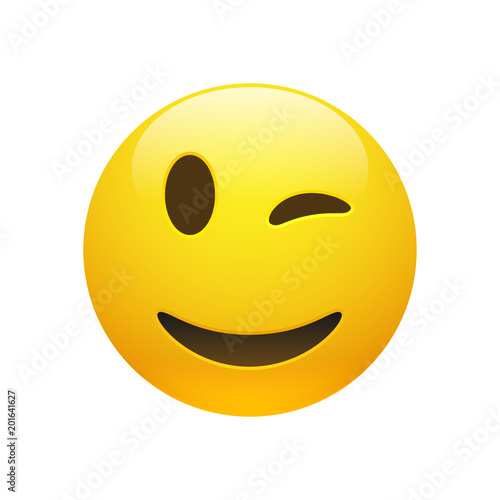 Vector Emoji yellow smiley winking face