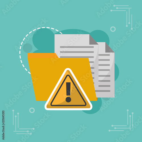folder data warning alert attack cyber security vector illustration